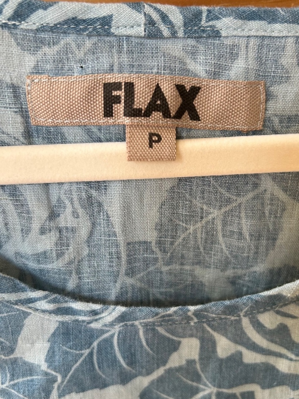 Flax Tank Top Blue Floral Linen Sleeveless Women's Small - Picture 3 of 6